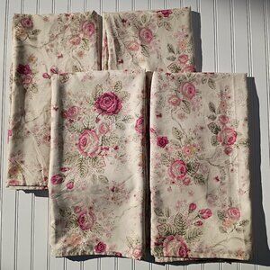 Greenland Home Antique Rose Curtain Panels SET OF 4 Beige Pink Floral Curtains